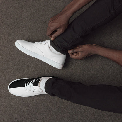 Half Black Half White - Mens Lace-Up Canvas Shoes
