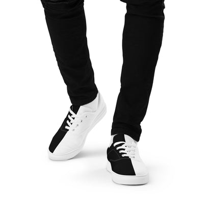 Half Black Half White - Mens Lace-Up Canvas Shoes