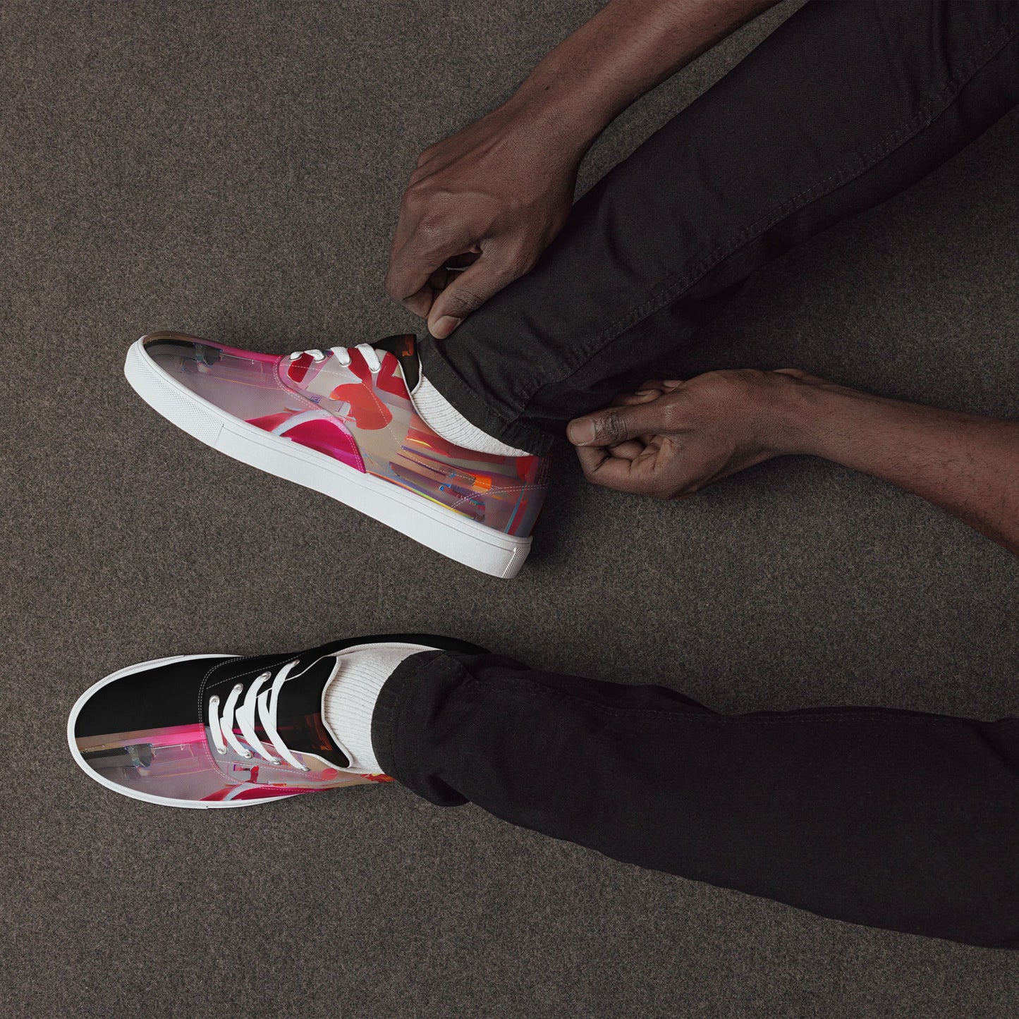 Half Black Half Báijiǔ - Mens Lace-Up Canvas Shoes