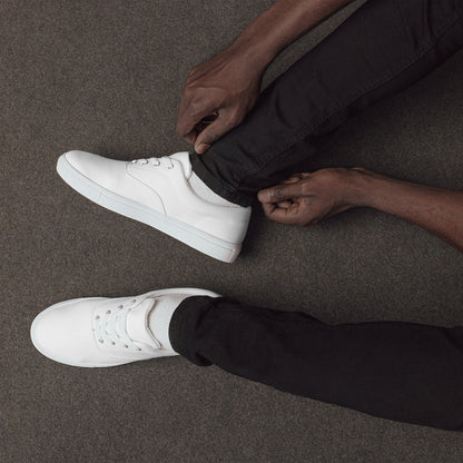 iSAW Mens White Lace-Up Canvas Shoes