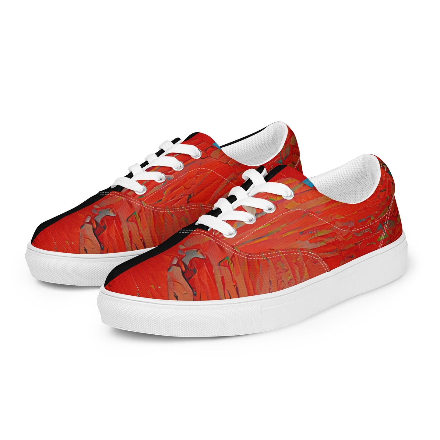 Half Black Half Hónghǎi - Mens Lace-Up Canvas Shoes