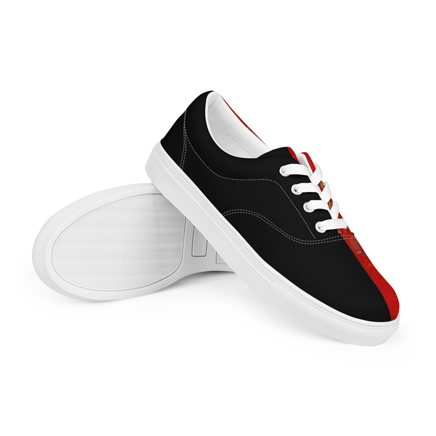 Half Black Half Hónghǎi - Mens Lace-Up Canvas Shoes