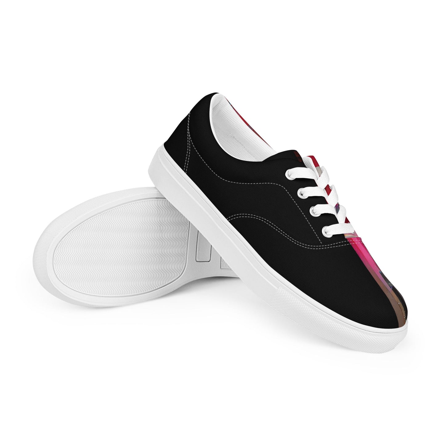 Half Black Half Báijiǔ - Mens Lace-Up Canvas Shoes