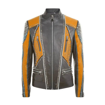 Men’s Multi-Color Leather Fashion Jacket
