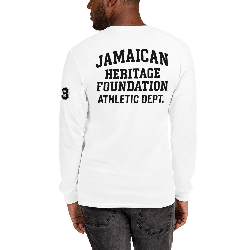 Jamaican Heritage Men’s Long Sleeve Shirt (White)
