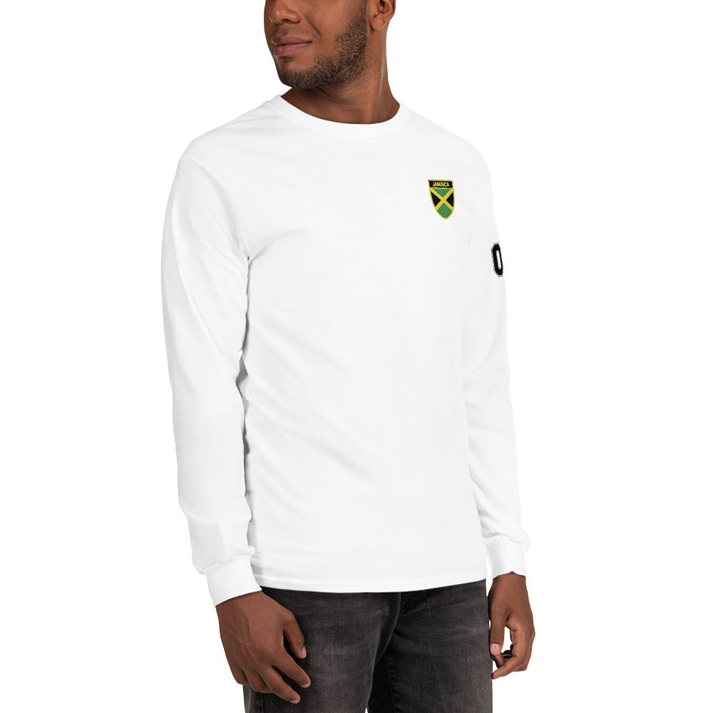 Jamaican Heritage Men’s Long Sleeve Shirt (White)