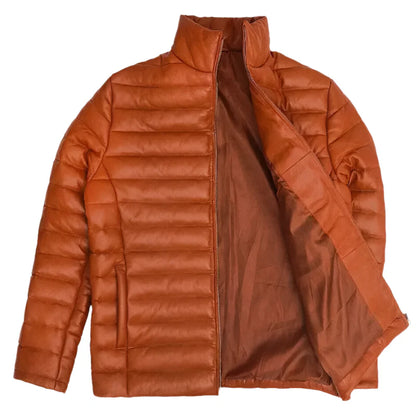 Men’s Quilted Leather Puffer Jacket