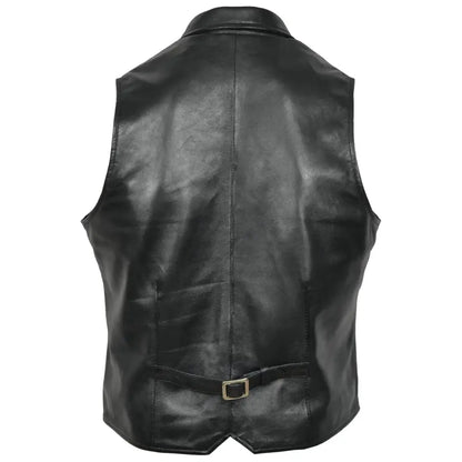 Men's Black Leather Party Vest
