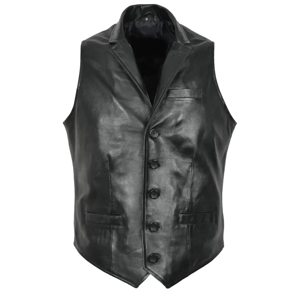 Men's Black Leather Party Vest