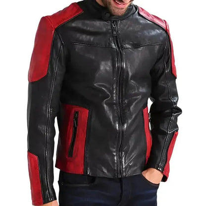 Men’s Red and Black Biker Leather Jacket