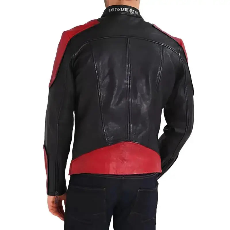 Men’s Red and Black Biker Leather Jacket