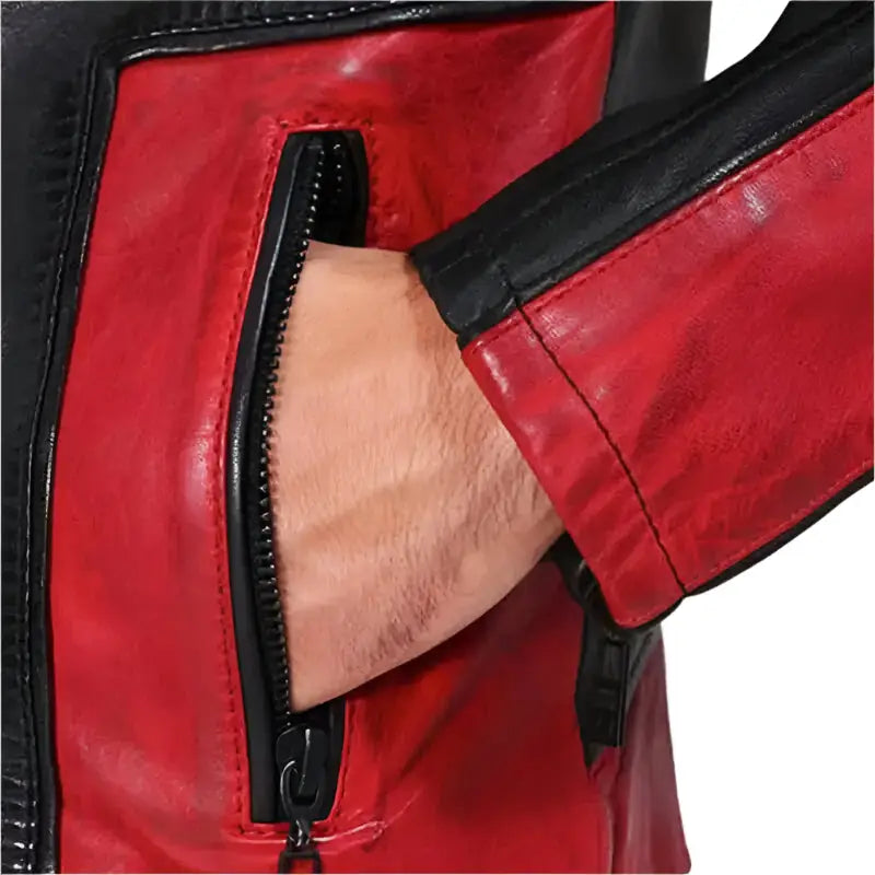 Men’s Red and Black Biker Leather Jacket