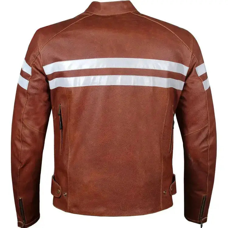 Men’s Red Leather Motorcycle Biker Jacket