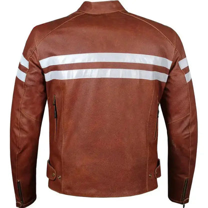 Men’s Red Leather Motorcycle Biker Jacket