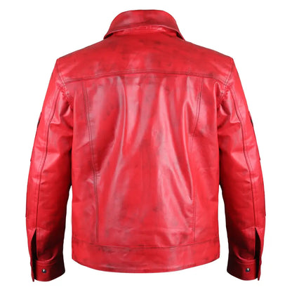 Men’s Red Leather Winter Jacket
