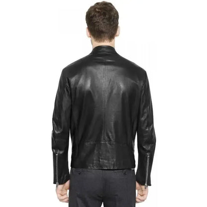 Men’s Retro Black Leather Moto Jacket