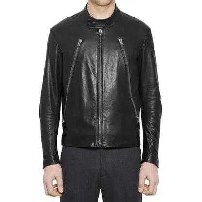 Men’s Retro Black Leather Moto Jacket