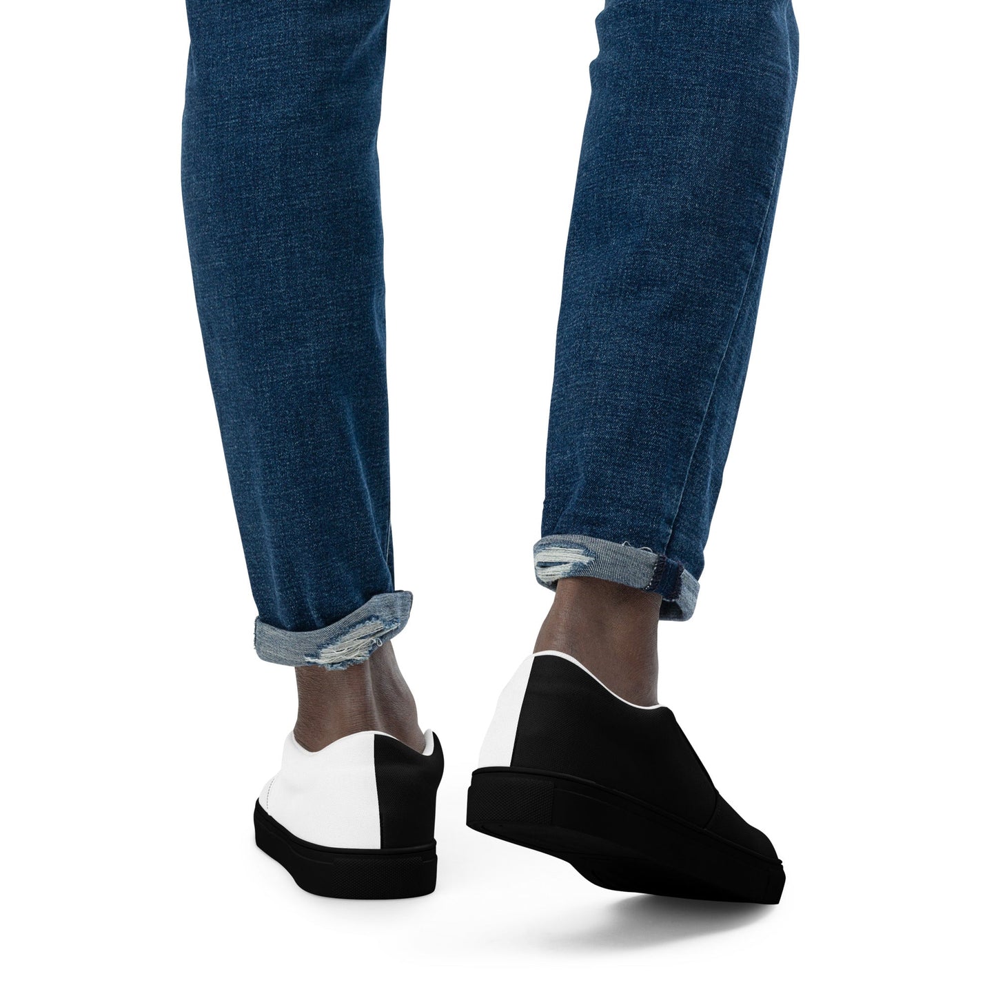 Half Black Half White - Mens Slip-On Canvas Shoes