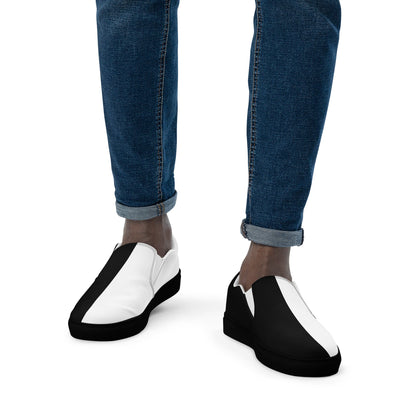Half Black Half White - Mens Slip-On Canvas Shoes