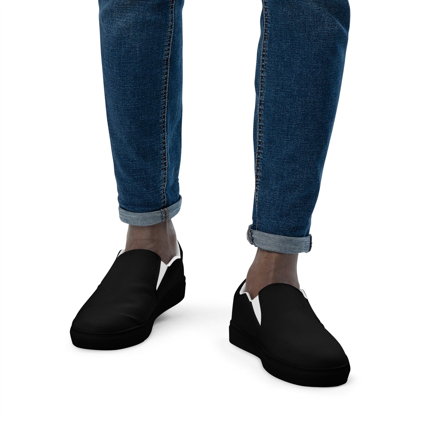 iSAW Mens Black Slip-On Canvas Shoes