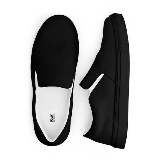 iSAW Mens Black Slip-On Canvas Shoes