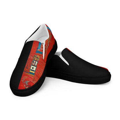 Half Black Half Hónghǎi - Mens Slip-On Canvas Shoes