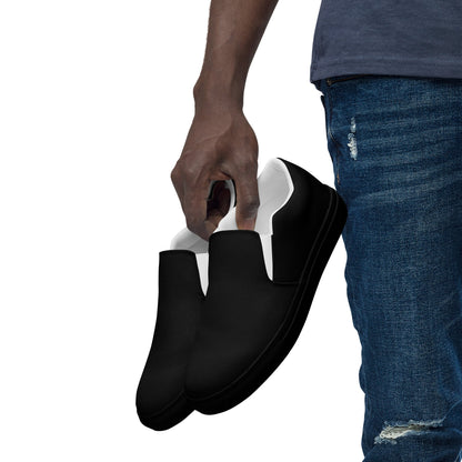iSAW Mens Black Slip-On Canvas Shoes
