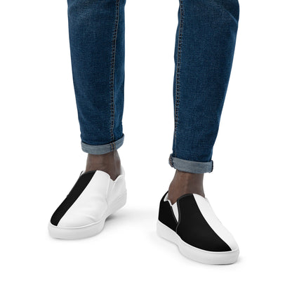 Half Black Half White - Mens Slip-On Canvas Shoes