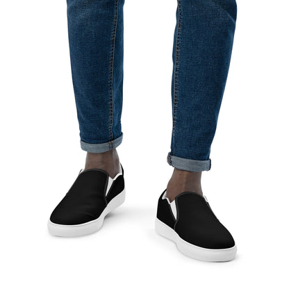 iSAW Mens Black Slip-On Canvas Shoes