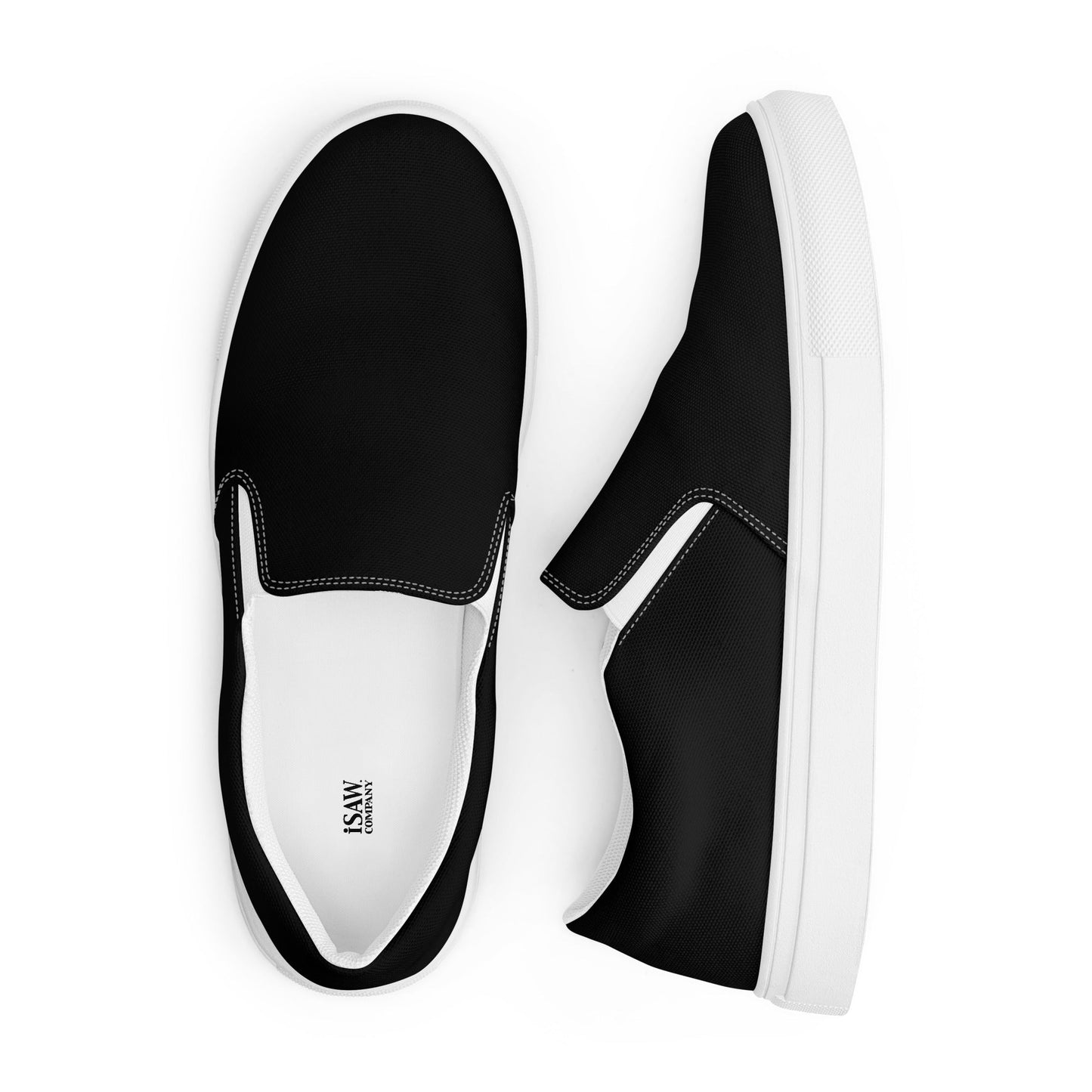iSAW Mens Black Slip-On Canvas Shoes