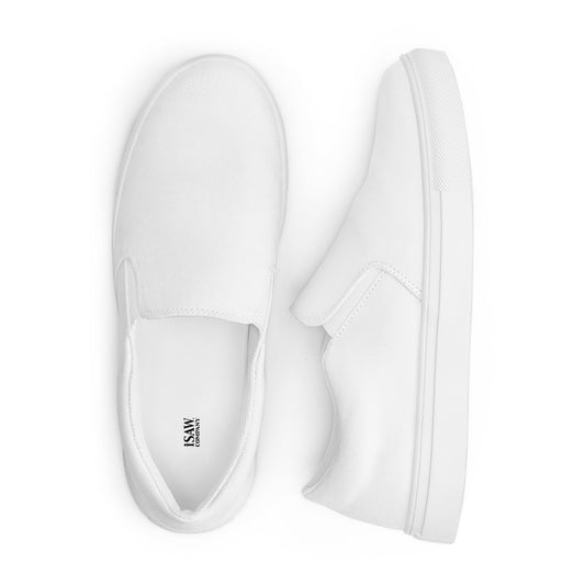 iSAW Mens White Slip-On Canvas Shoes