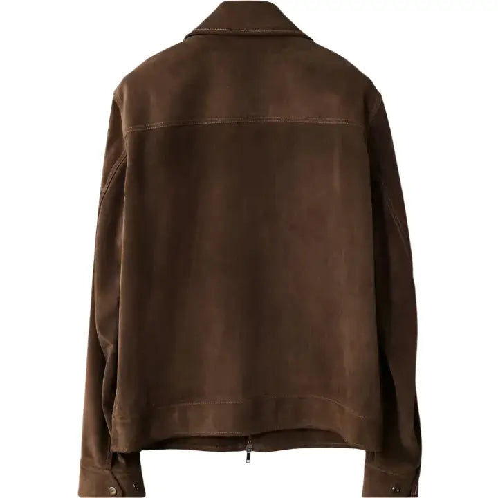 Men’s Tan Brown Suede Bomber Jacket