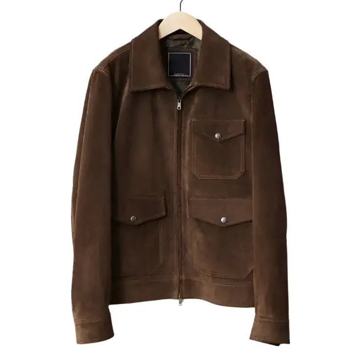 Men’s Tan Brown Suede Bomber Jacket