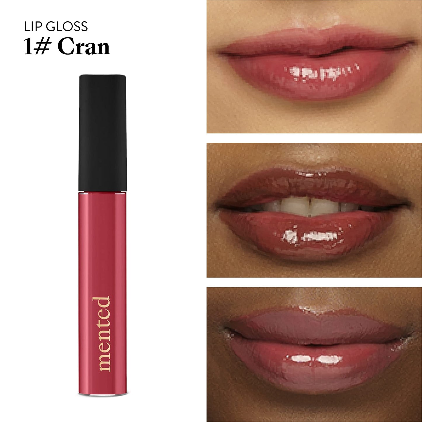 Mented #1 Cran Cranberry Pink Lip Gloss – Buildable, Long-Lasting, Vegan & Cruelty-Free, Made in USA