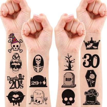 MeoIsDaBest 100 PCS Death to My 20s Temporary Tattoos — 30th Birthday Party Decor