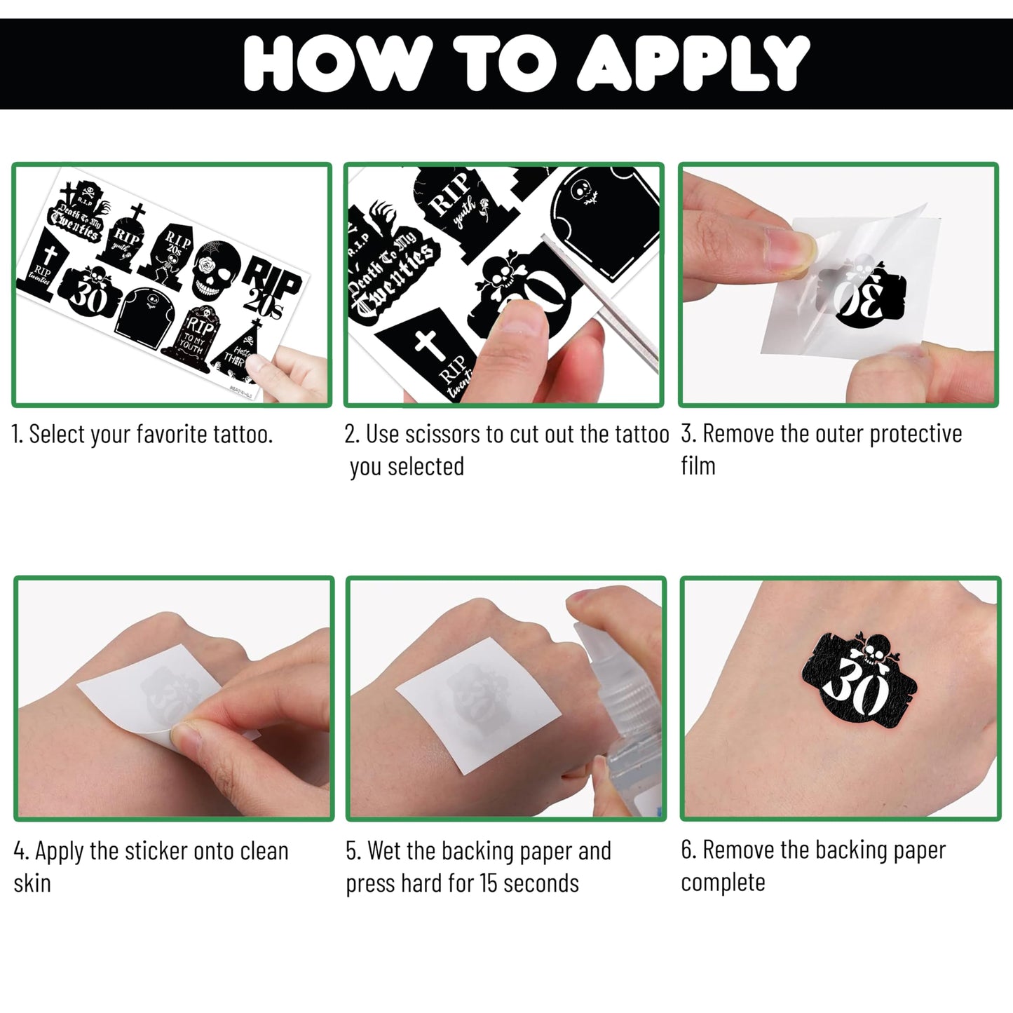 MeoIsDaBest 100 PCS Death to My 20s Temporary Tattoos — 30th Birthday Party Decor