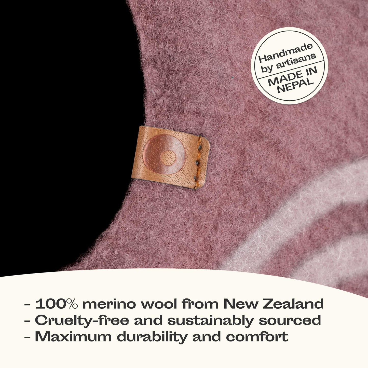 MEOWFIA Cat Cave – Premium 100% Merino Wool Felt Cat Bed (Medium, Gold Rose) Handmade