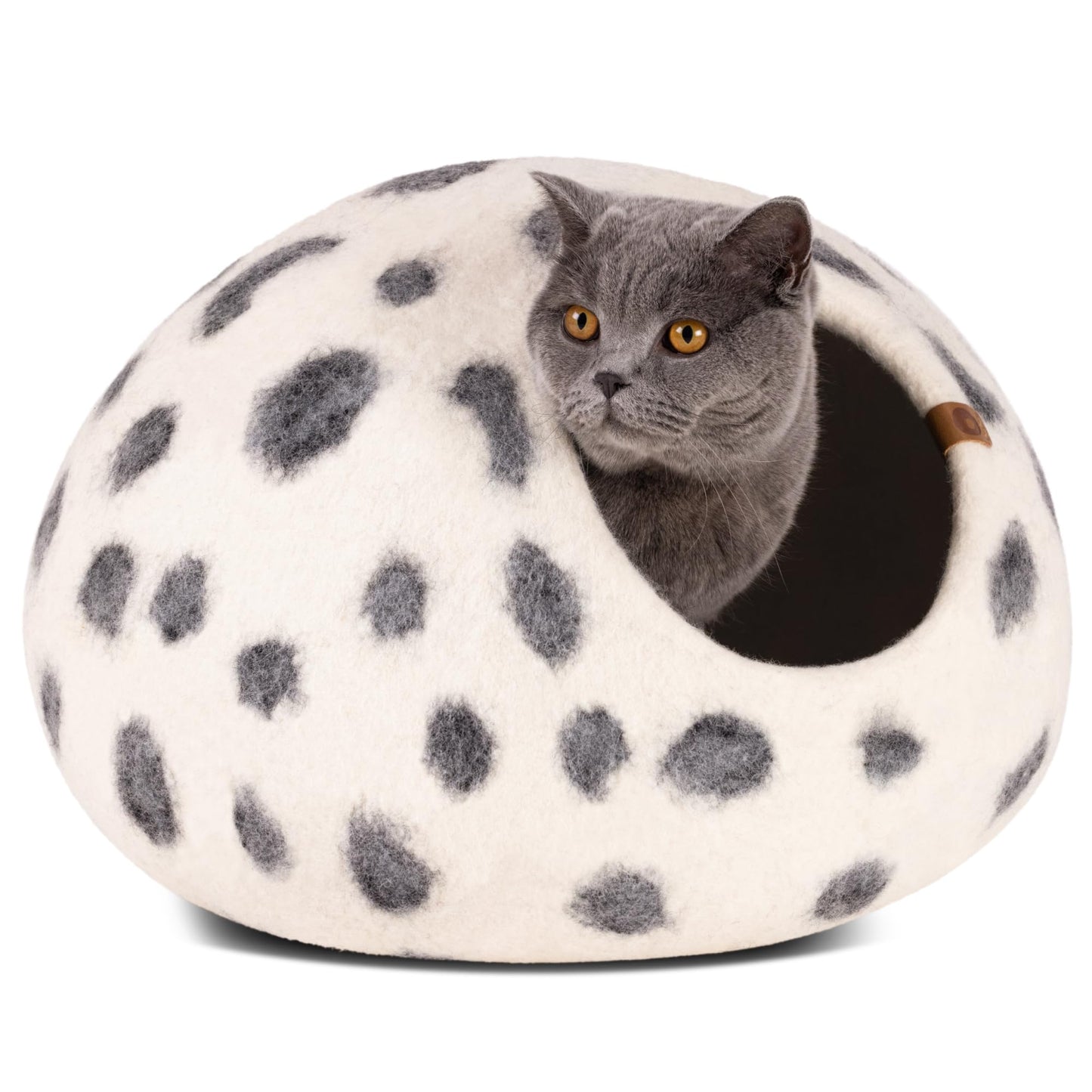 MEOWFIA Cat Cave – Premium Merino Wool Cat Bed Large Snow Leopard