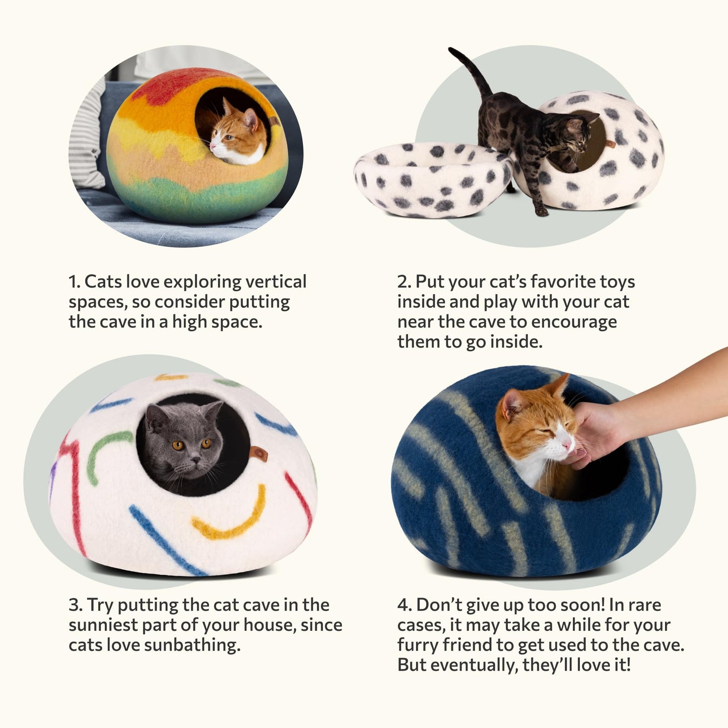 MEOWFIA Cat Cave – Premium Merino Wool Cat Bed Large Snow Leopard
