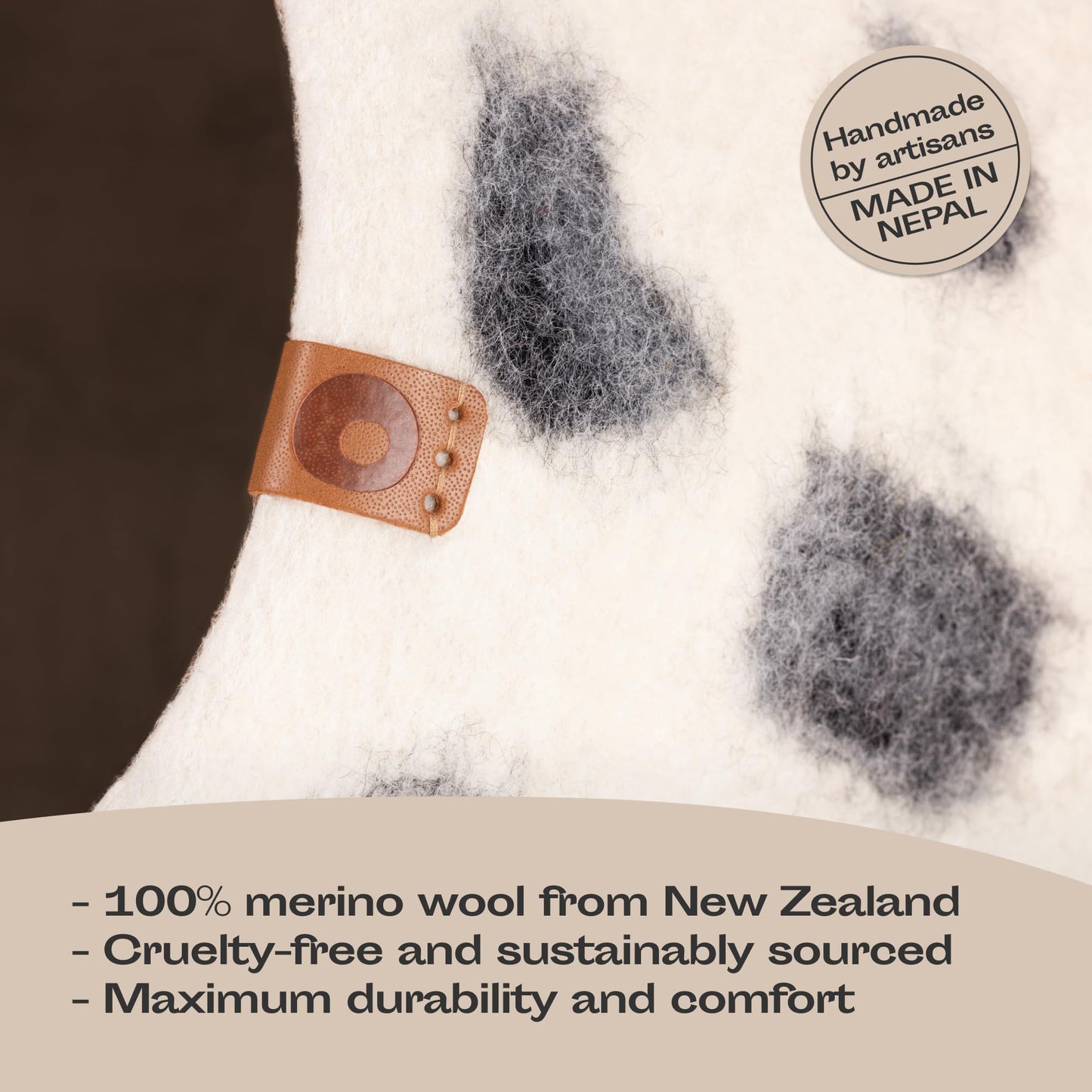 MEOWFIA Cat Cave – Premium Merino Wool Felt Cat Bed (Medium, Snow Leopard)