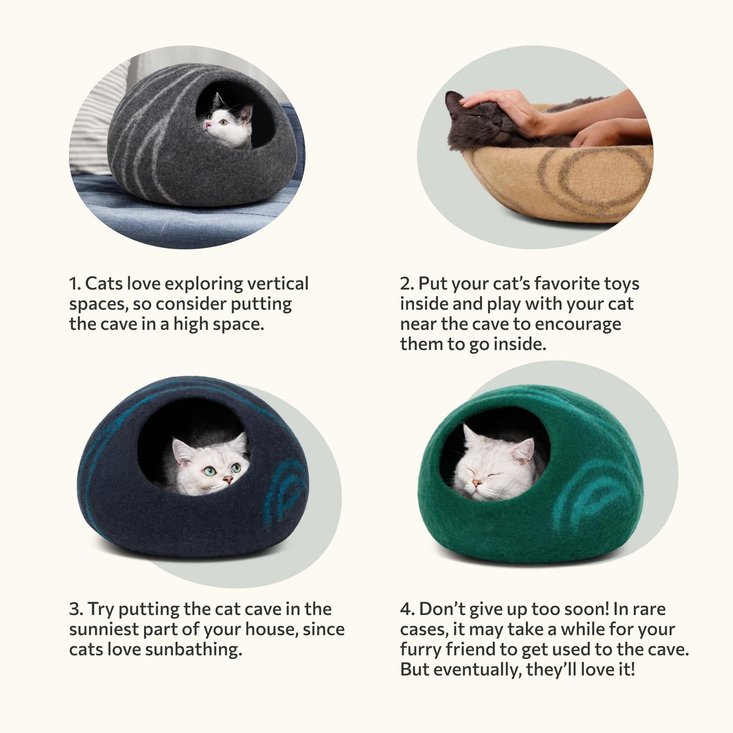 MEOWFIA Cat Cave – Premium 100% Merino Wool Felt Cat Bed (Medium, Gold Rose) Handmade