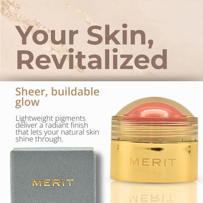 MERIT Flush Balm Cream Blush – Lusitano Soft Peach | Hydrating, Buildable Tint for Cheeks & Lips