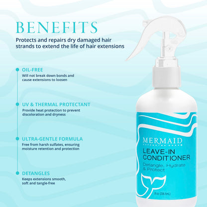 Mermaid Extension Care Leave-In Conditioner & Heat Protectant for Hair Extensions – 8 fl oz
