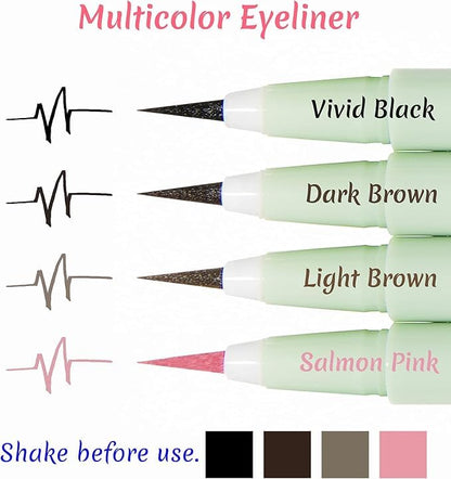 Merrymonde Super Twim Long Lasting Eyeliner – Vegan, Ultra-Fine Felt Tip, Waterproof Multicolor Liner
