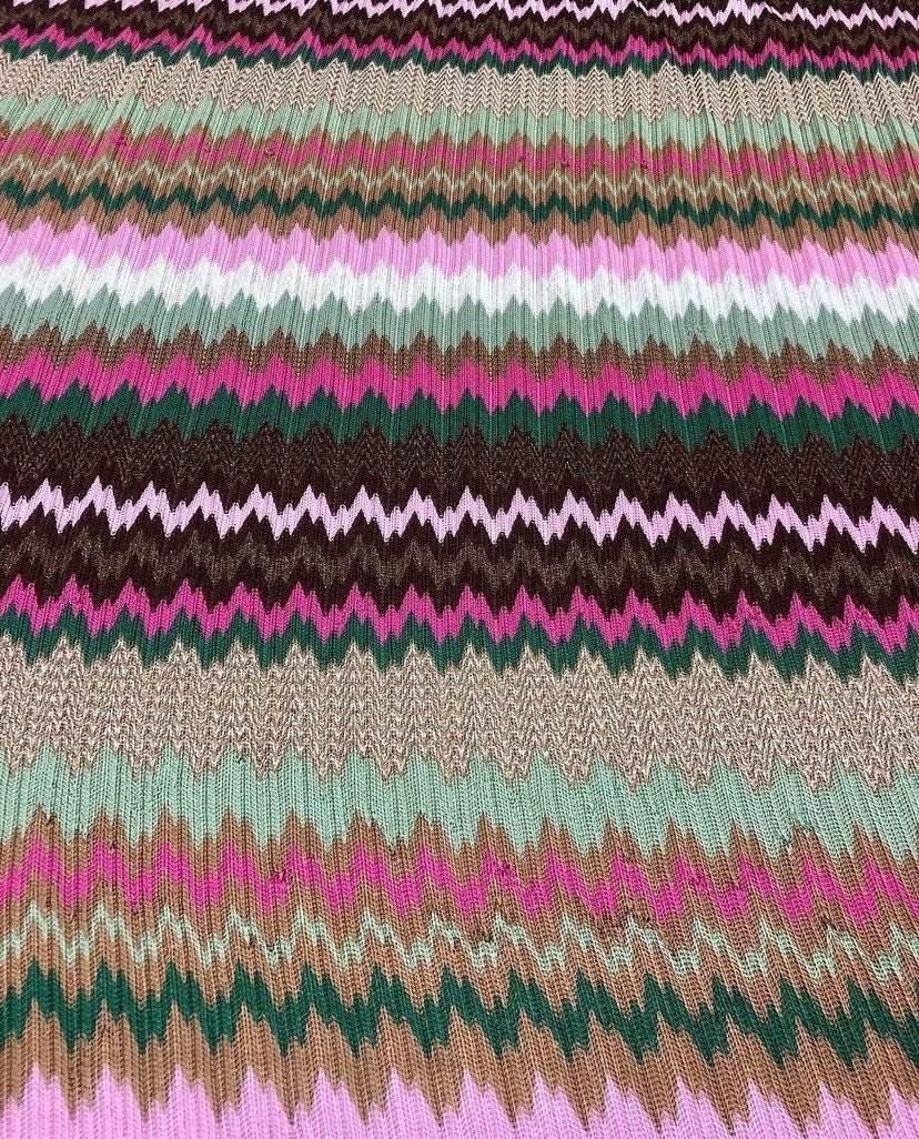 Shiny Zigzag Knit Jersey Mesh Fabric