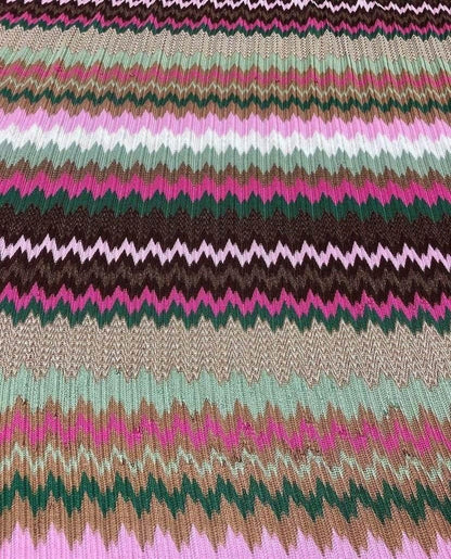 Shiny Zigzag Knit Jersey Mesh Fabric