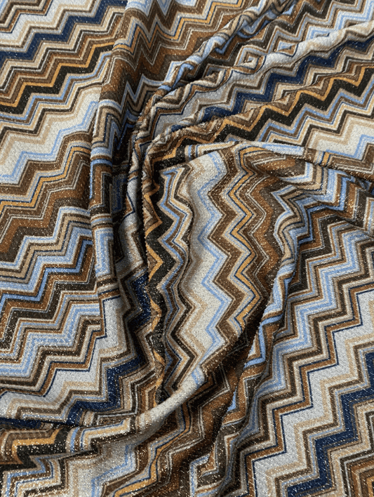 Metallic Chevron Zigzag Lurex Fabric by the Metre