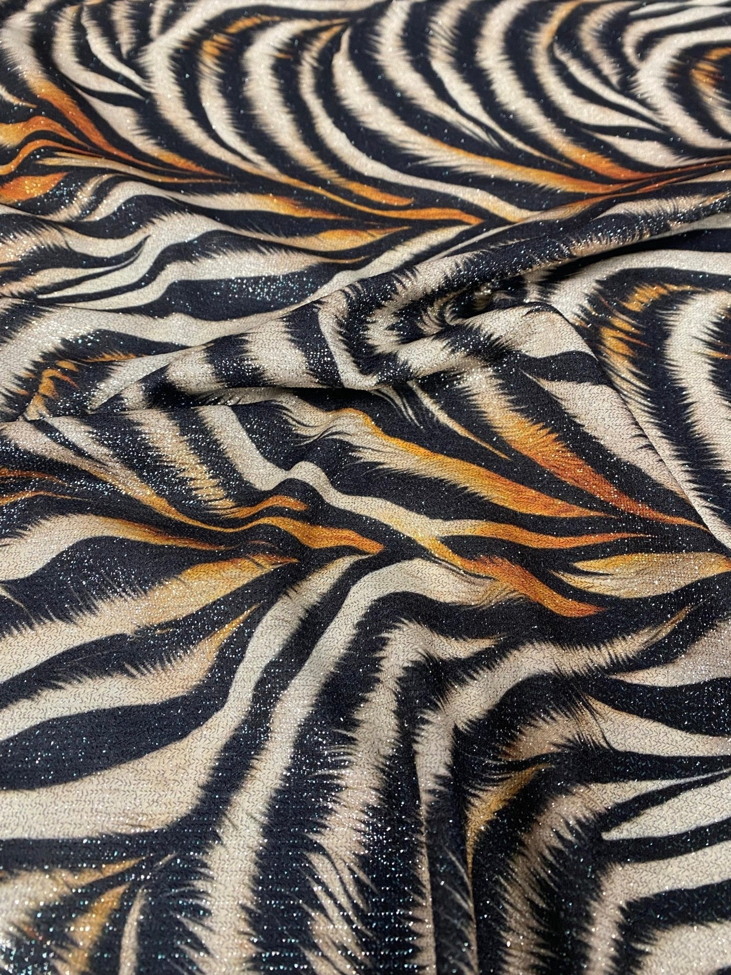 Metallic Zebra Print Lurex Fabric by the Metre