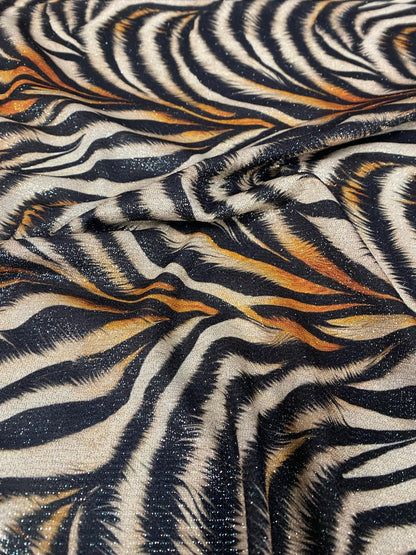 Metallic Zebra Print Lurex Fabric by the Metre