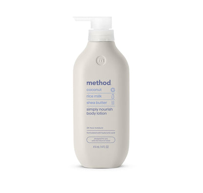Method Body Lotion Simply Nourish – Coconut, Rice Milk + Shea Butter, 24H Moisture (14 oz)